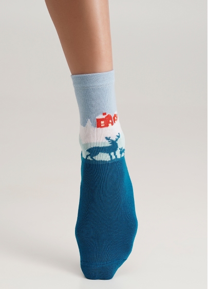 Шкарпетки зі скандинавським будинком з махровою стопою WS3 TERRY 2302 blue sapphire (синій)