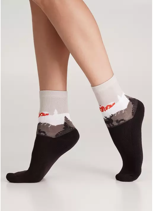 Носки со скандинавским домом с махровой стопой WS3 TERRY 2302 caffe (коричневый)