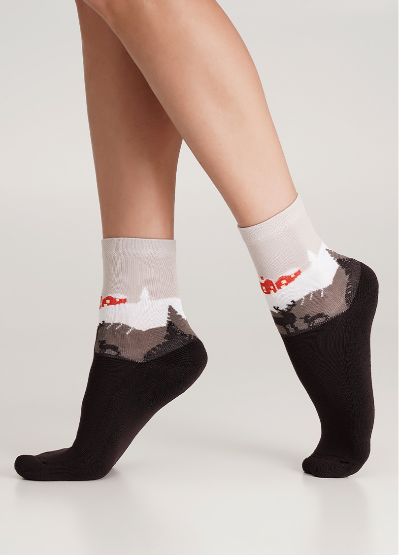 Носки со скандинавским домом с махровой стопой WS3 TERRY 2302 caffe (коричневый)