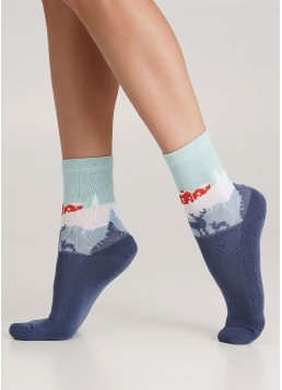 Шкарпетки зі скандинавським будинком з махровою стопою WS3 TERRY 2302 jeans (синій)