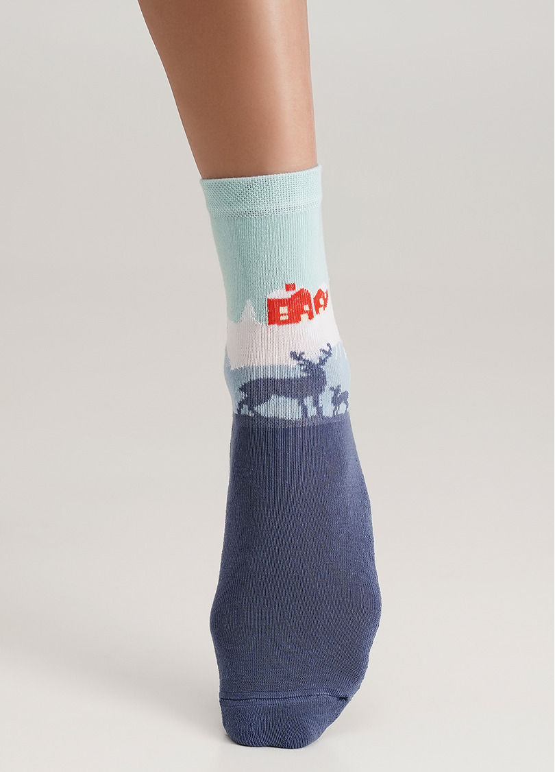 Шкарпетки зі скандинавським будинком з махровою стопою WS3 TERRY 2302 jeans (синій)