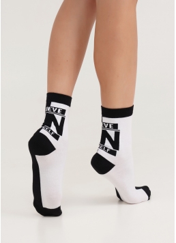 Шкарпетки з написом "Believe In Yourself" WS3 TEXT 001 black/white (чорний/білий)