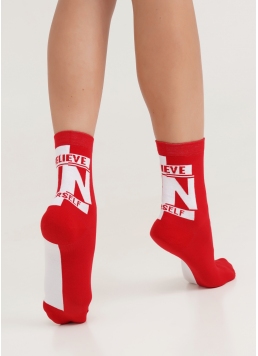 Шкарпетки з написом "Believe In Yourself" WS3 TEXT 001 white/red (білий/червоний)