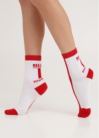 Шкарпетки з написом "Believe In Yourself" WS3 TEXT 001 white/red (білий/червоний)