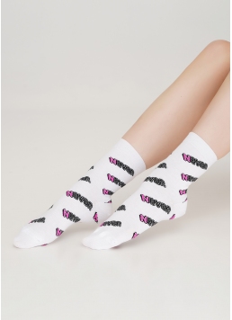 Жіночі шкарпетки в написи NEVER WS3 TEXT 002 white (білий)