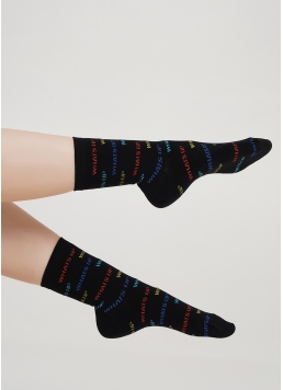 Шкарпетки з бавовни з різнокольоровими написами WS3 TEXT 003
