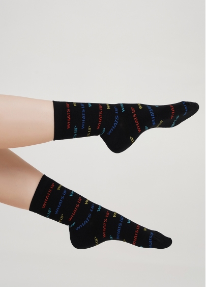 Шкарпетки з бавовни з різнокольоровими написами WS3 TEXT 003