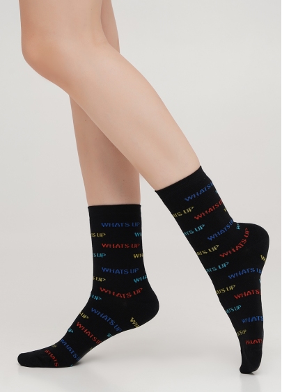 Носки из хлопка с разноцветными надписями WS3 TEXT 003