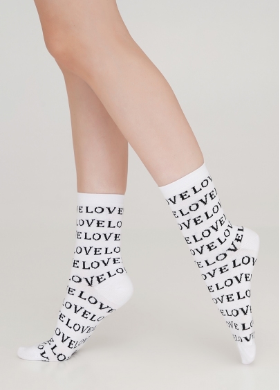 Бавовняні шкарпетки з написами WS3 TEXT 004 white (білий)