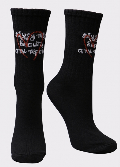Женские носки с принтом WS3 VALENTINE 003 black (черный)