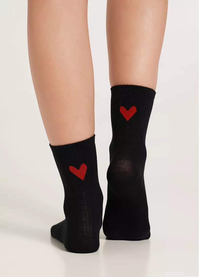 Шкарпетки з сердечками WS3 VALENTINE 2501 black (чорний)