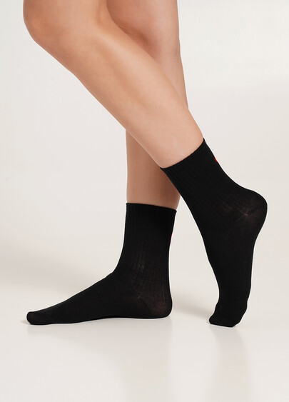 Носки с сердечками WS3 VALENTINE 2501 black (черный)