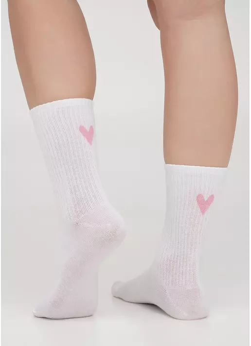 Носки с сердечками WS3 VALENTINE 2501 white/rose (белый)