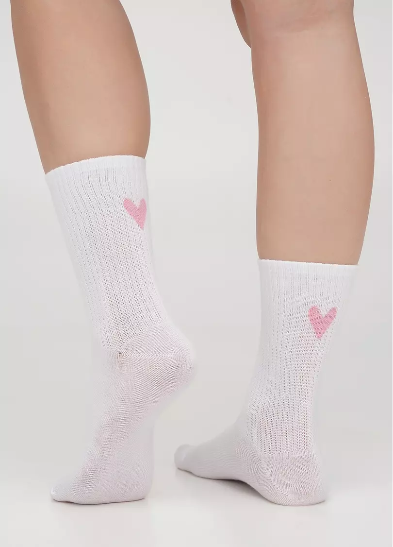 Шкарпетки з сердечками WS3 VALENTINE 2501 white/rose (білий)