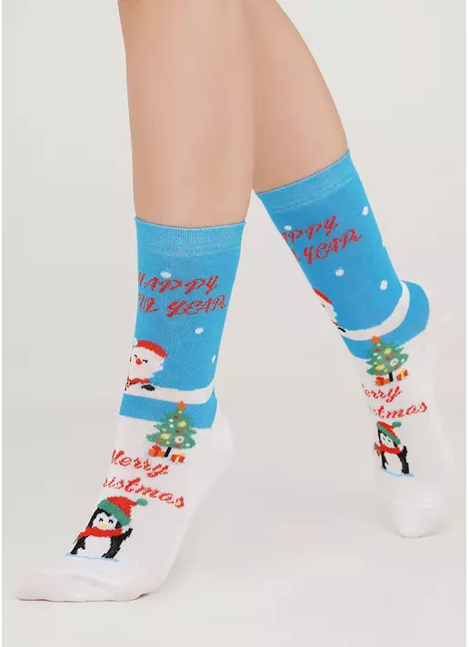 Носки новогодние WS3C-NEW YEAR-005 blue (голубой)