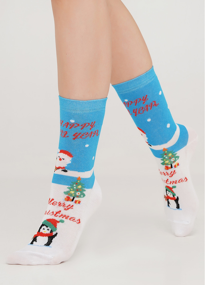 Носки новогодние WS3C-NEW YEAR-005 blue (голубой)