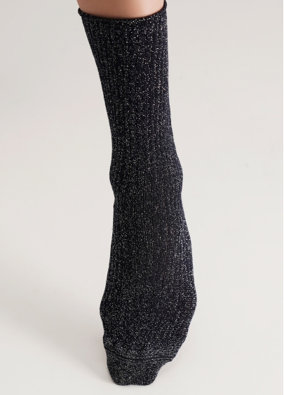 Високі шкарпетки в рубчик з люрексом WS4 LUREX RIB 001 navy (синій)