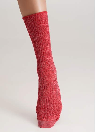 Высокие носки в рубчик с люрексом WS4 LUREX RIB 001 red (красный)