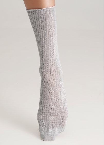 Высокие носки в рубчик с люрексом WS4 LUREX RIB 001 silver (серый)