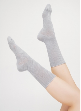Високі шкарпетки в рубчик з люрексом WS4 LUREX RIB 001 steel (сірий)