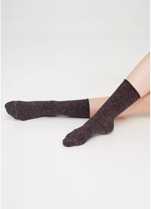 Високі шкарпетки в рубчик з люрексом WS4 LUREX RIB 001 vintage grape (фіолетовий)