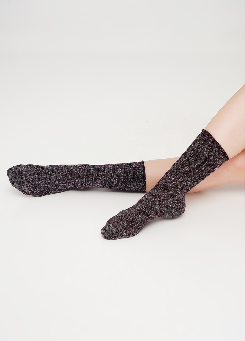 Високі шкарпетки в рубчик з люрексом WS4 LUREX RIB 001 vintage grape (фіолетовий)