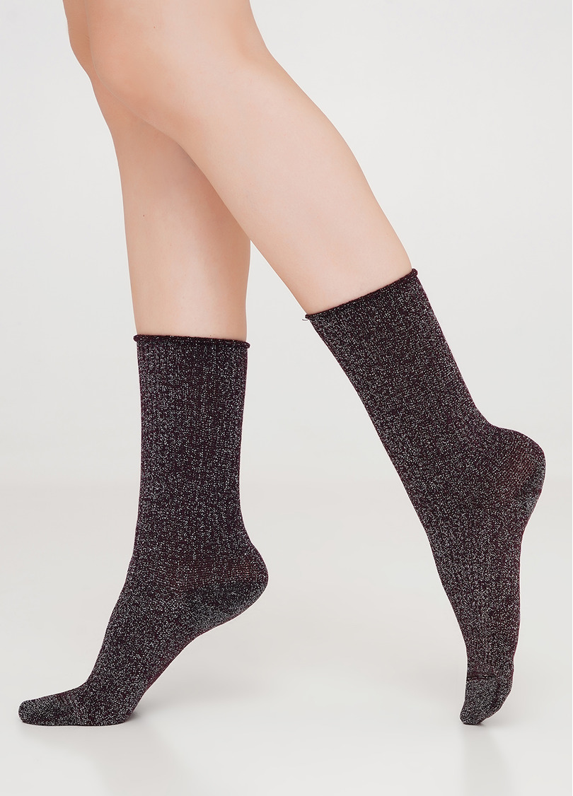 Високі шкарпетки в рубчик з люрексом WS4 LUREX RIB 001 vintage grape (фіолетовий)