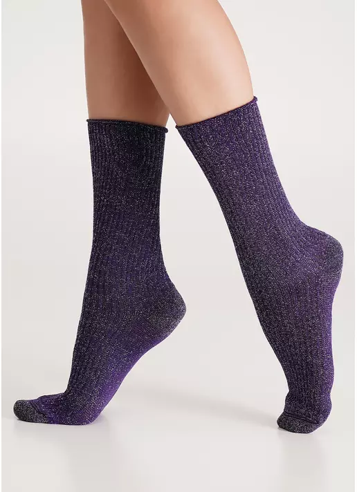 Високі шкарпетки в рубчик з люрексом WS4 LUREX RIB 001 violet indigo (фіолетовий)