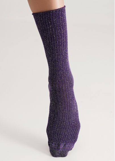 Высокие носки в рубчик с люрексом WS4 LUREX RIB 001 violet indigo (фиолетовый)