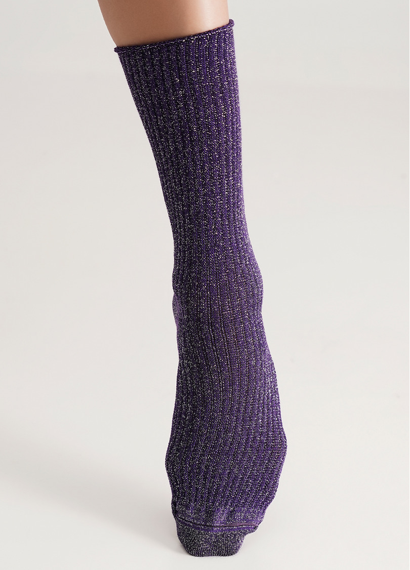 Високі шкарпетки в рубчик з люрексом WS4 LUREX RIB 001 violet indigo (фіолетовий)