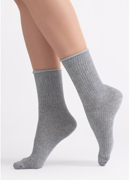Носки длинные в рубчик WS4 RIB MELANGE light grey melange (серый) Носки длинные в рубчик WS4 RIB MELANGE light grey melange (серый)