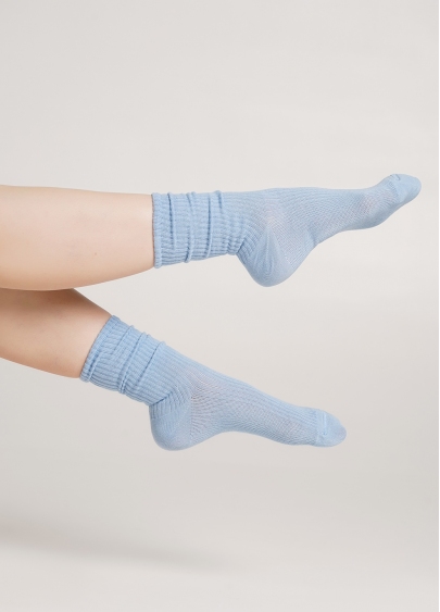 Высокие носки в рубчик WS4 RIB baby blue (голубой)