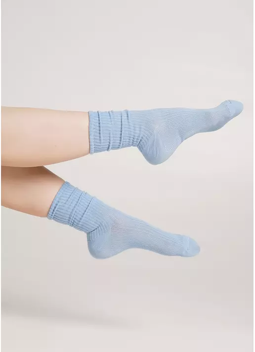 Высокие носки в рубчик WS4 RIB baby blue (голубой)