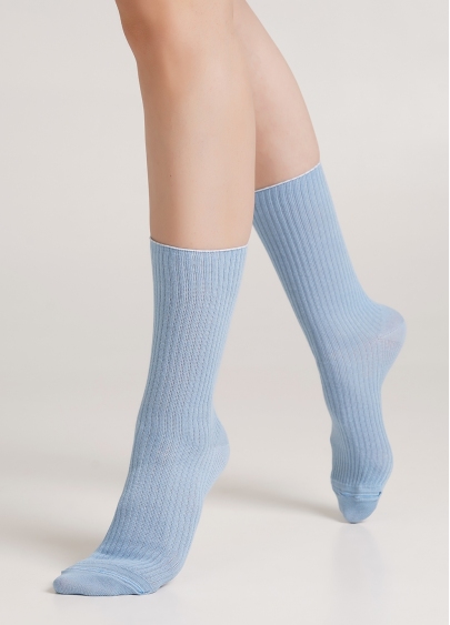 Высокие носки в рубчик WS4 RIB baby blue (голубой)