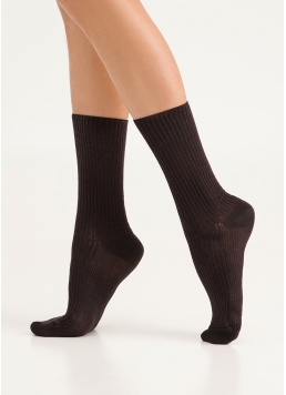 Женские высокие носки WS4 RIB caffe (коричневый)