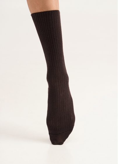Женские высокие носки WS4 RIB caffe (коричневый)
