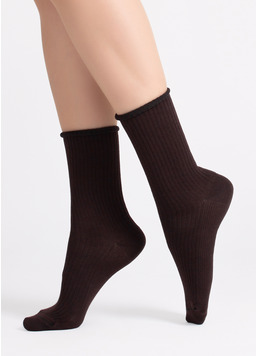 Женские высокие носки WS4 RIB chocolate (коричневый)