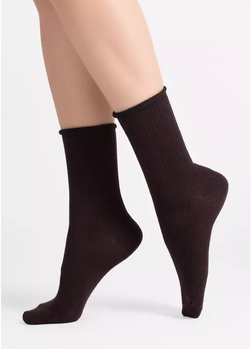 Женские высокие носки WS4 RIB chocolate (коричневый) Женские высокие носки WS4 RIB chocolate (коричневый)