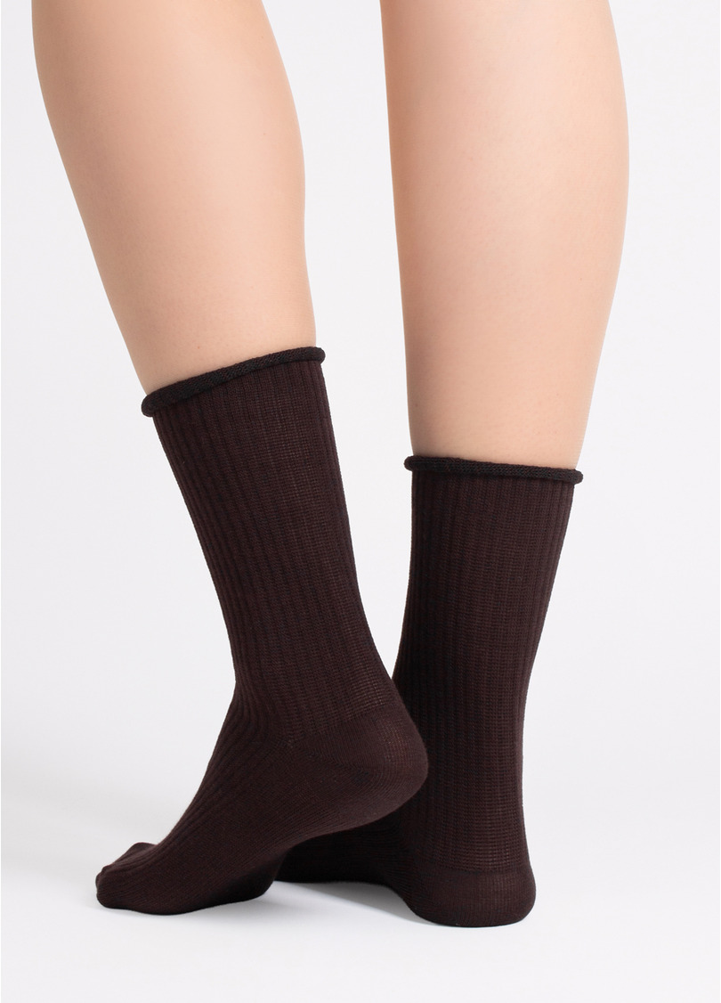 Женские высокие носки WS4 RIB chocolate (коричневый)