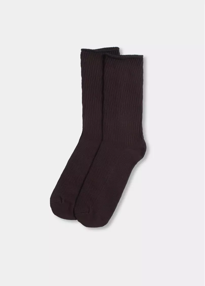 Женские высокие носки WS4 RIB chocolate (коричневый)