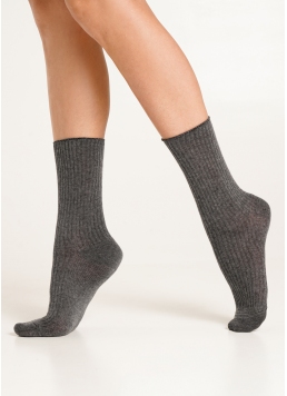 Высокие носки в рубчик WS4 RIB dark grey melange (серый)