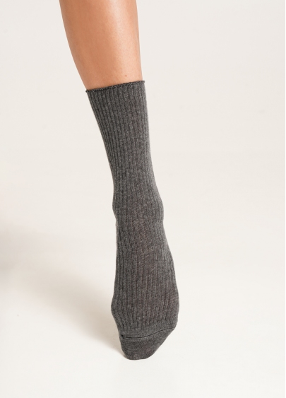 Высокие носки в рубчик WS4 RIB dark grey melange (серый)