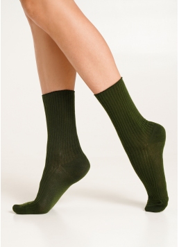 Высокие носки в рубчик WS4 RIB khaki (зеленый)