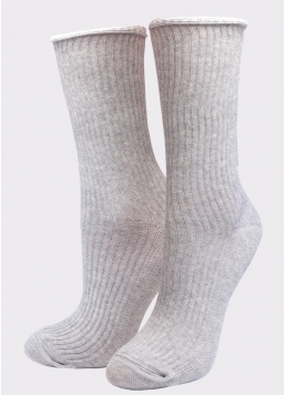 Женские высокие носки WS4 RIB light grey melange (меланж)