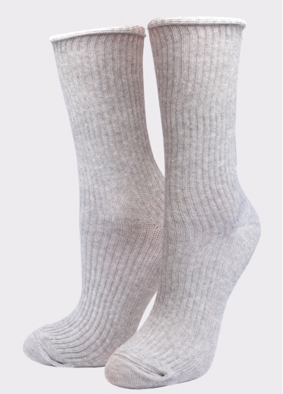 Женские высокие носки WS4 RIB light grey melange (меланж)
