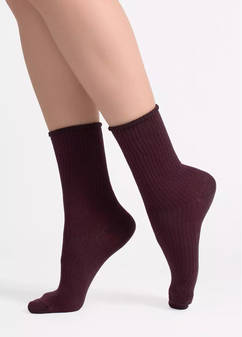 Женские высокие носки WS4 RIB marsala (бордовый)