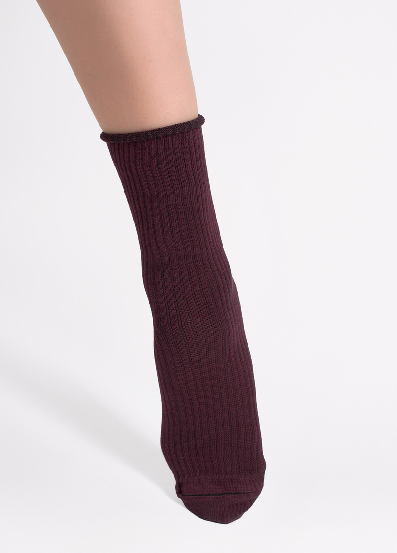 Женские высокие носки WS4 RIB marsala (бордовый)