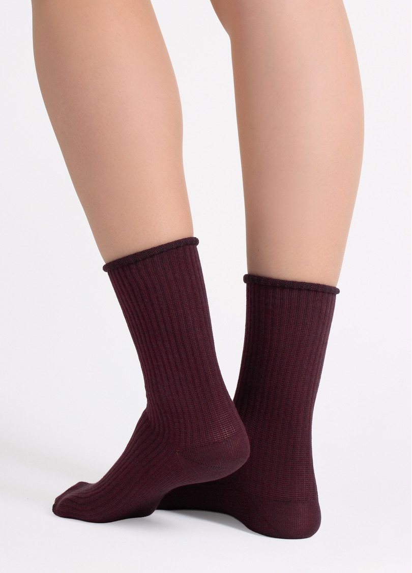 Женские высокие носки WS4 RIB marsala (бордовый)
