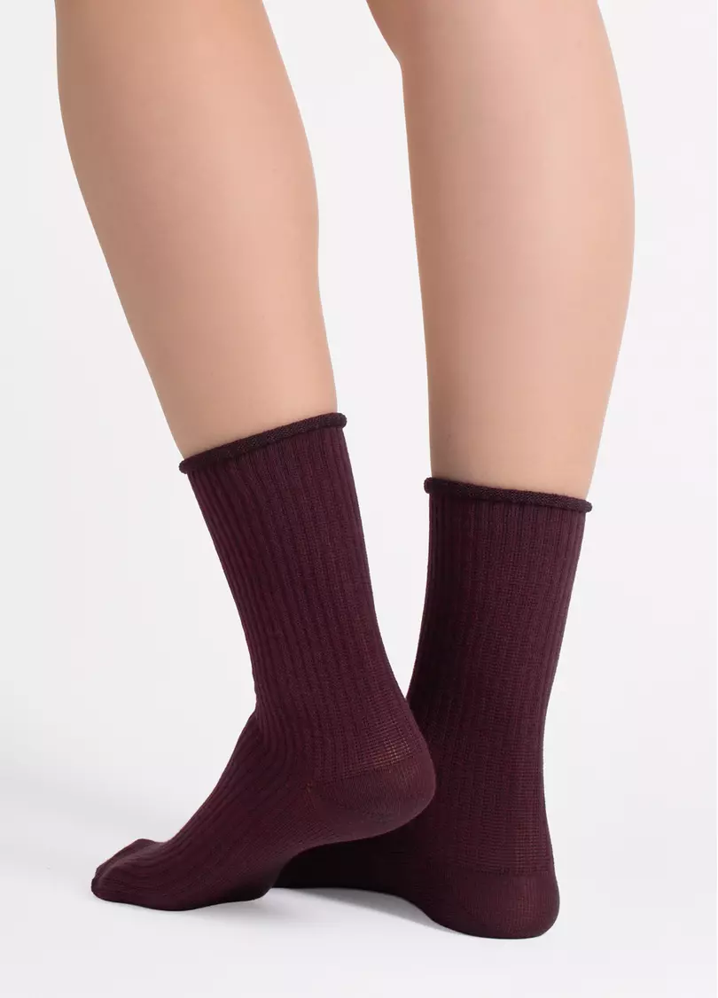 Женские высокие носки WS4 RIB marsala (бордовый)
