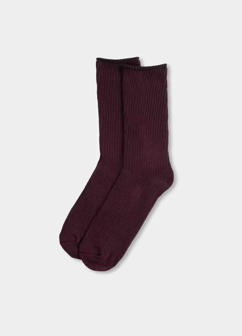 Женские высокие носки WS4 RIB marsala (бордовый)